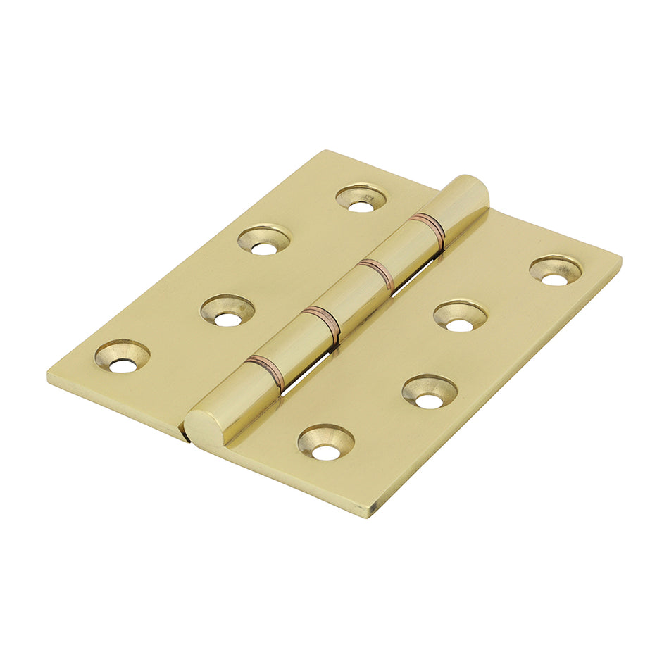 Double phosphor bronze washered hinges are made to a high specification from solid drawn brass and brass pins to guarantee no rust and a high quality long lasting finish. They are ideal for hanging internal and external doors in domestic applications. Featuring phosphor bronze washers to prevent knuckle wear and long lasting operation. Fixings included.