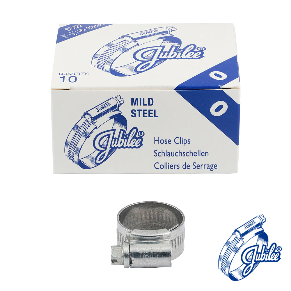 The original JubileeÂ®Â Clip, the product that started it all! For the vast majority of applications this sturdy worm drive hose clip is more than suitable. Available as a mild steel zinc protected or stainless steel clamp in 304 stainless steel; this product also has a band that is continuously threaded enabling extra flexibility when adjusting the clip to the correct size. The smooth inside profile of the band and rolled edges give protection fo