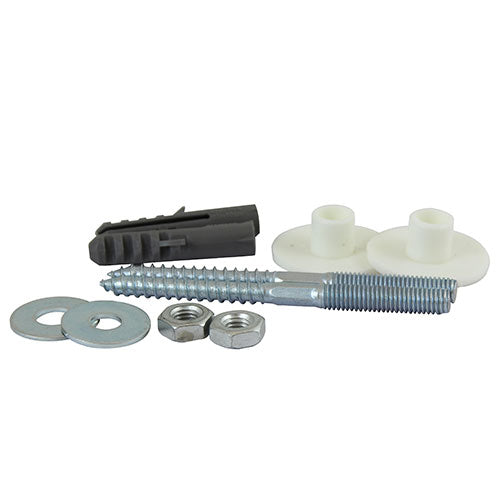 Designed to securely mount washbasins to a variety of solid building materials. Countersunk nylon bushes designed to ensure no damage is done to the basin during installation. Can also be used into wood without the use of nylon plugs. 