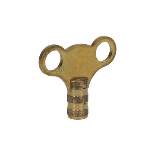 Solid brass radiator key for the bleeding of central heating radiators to remove trapped air. Handy loops for key ring.