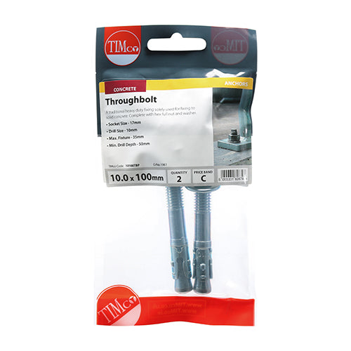 A versatile, torque controlled through fixing for use in a wide range of anchoring applications into concrete. NOTE: If no torque wrench is available, tighten the nut 3 to 4 full turns from finger tight. 