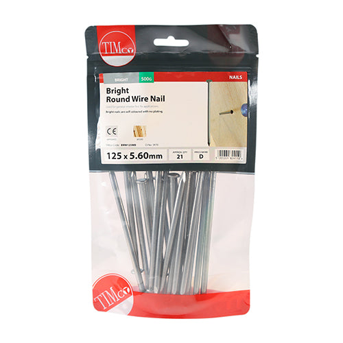 General use with full round head for clamping. Bright nails are self coloured and have no plating.