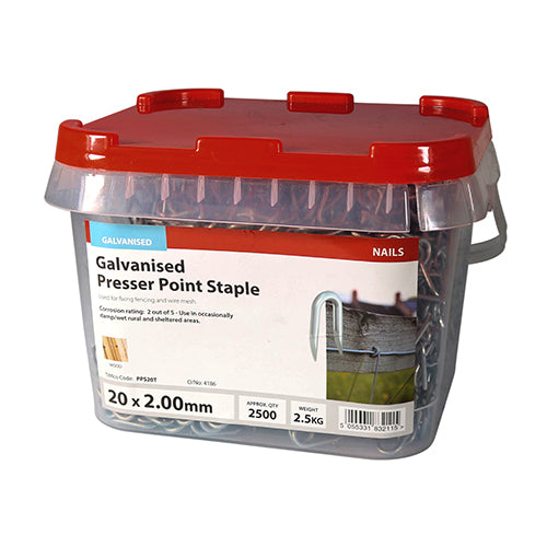 Used for fixing fencing and wire mesh. 