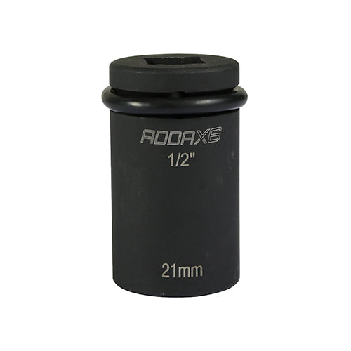 21mm short impact socket with pin and ring to ensure a secure retention to powertool. Ideal when working at heights and frequently used during scaffolding installation.