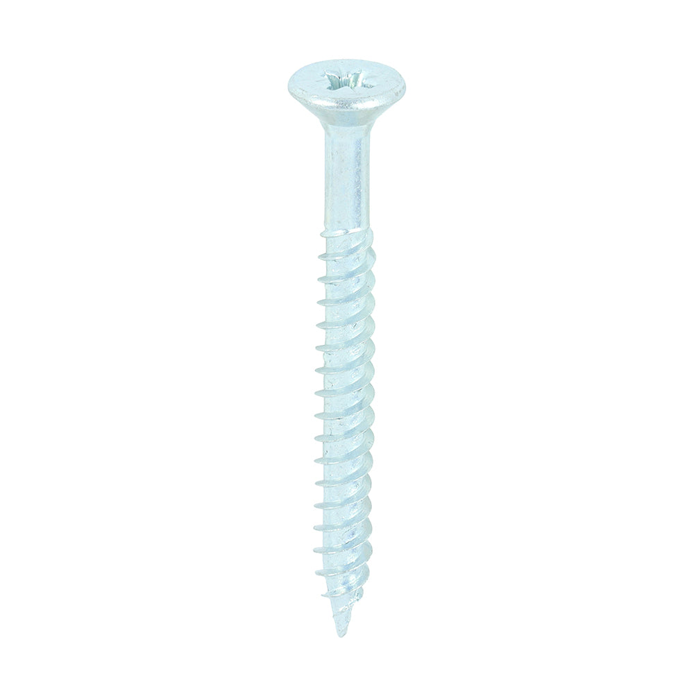 A traditional twin-thread woodscrew with single lead start for a fast installation. Mainly used in soft timber applications or masonry with a plastic plug. NOTE: Partially threaded. 