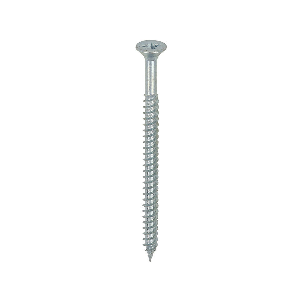 A traditional twin-thread woodscrew with single lead start for a fast installation. Mainly used in soft timber applications or masonry with a plastic plug. NOTE: Partially threaded. 