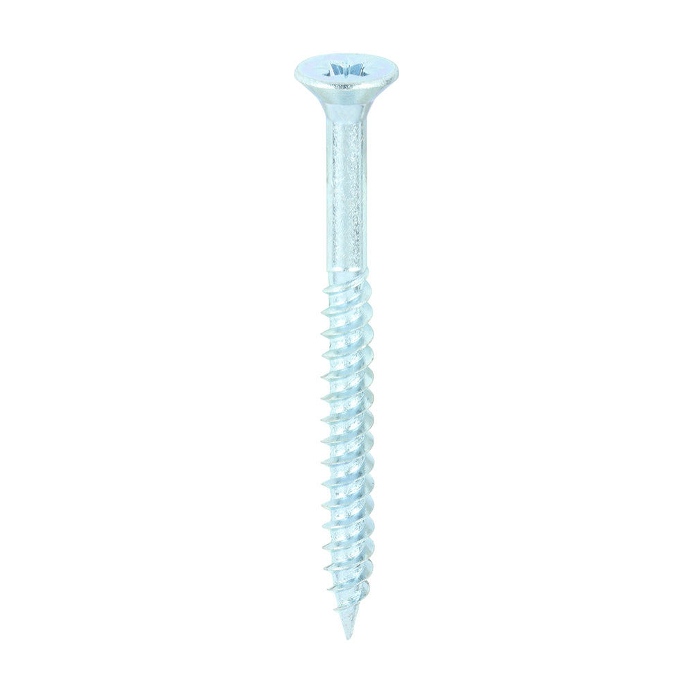 A traditional twin-thread woodscrew with single lead start for a fast installation. Mainly used in soft timber applications or masonry with a plastic plug. NOTE: Partially threaded. 