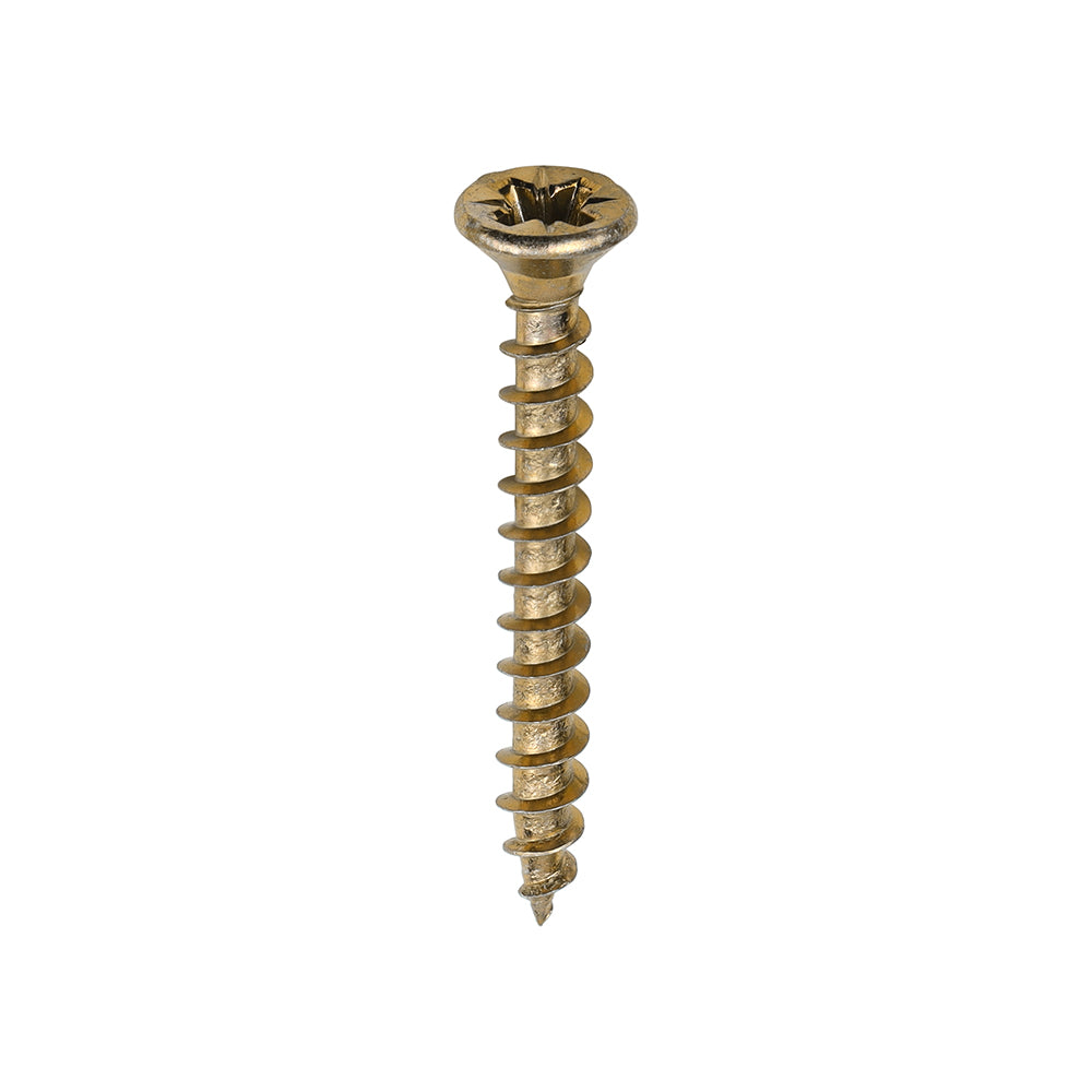 A single thread woodscrew mainly used in various types of timber and man-made boards or into masonry with the use of a plastic plug. 