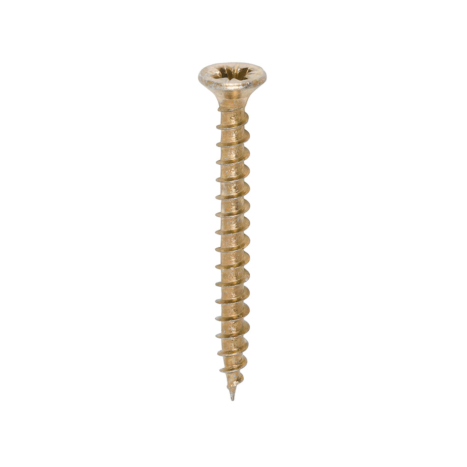 A single thread woodscrew mainly used in various types of timber and man-made boards or into masonry with the use of a plastic plug. 