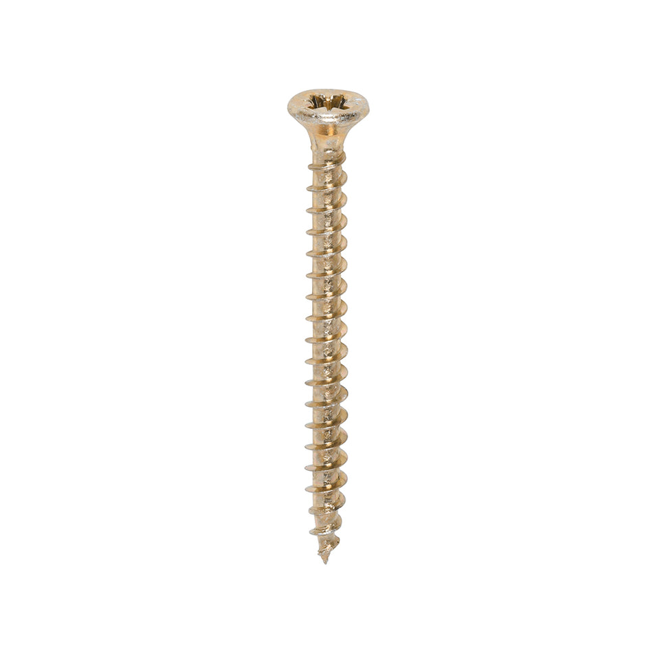 A single thread woodscrew mainly used in various types of timber and man-made boards or into masonry with the use of a plastic plug. 