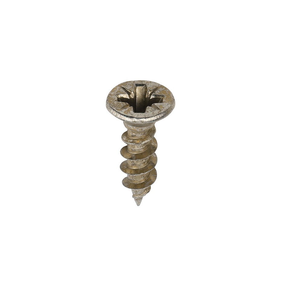 A single thread woodscrew mainly used in various types of timber and man-made boards or into masonry with the use of a plastic plug. 