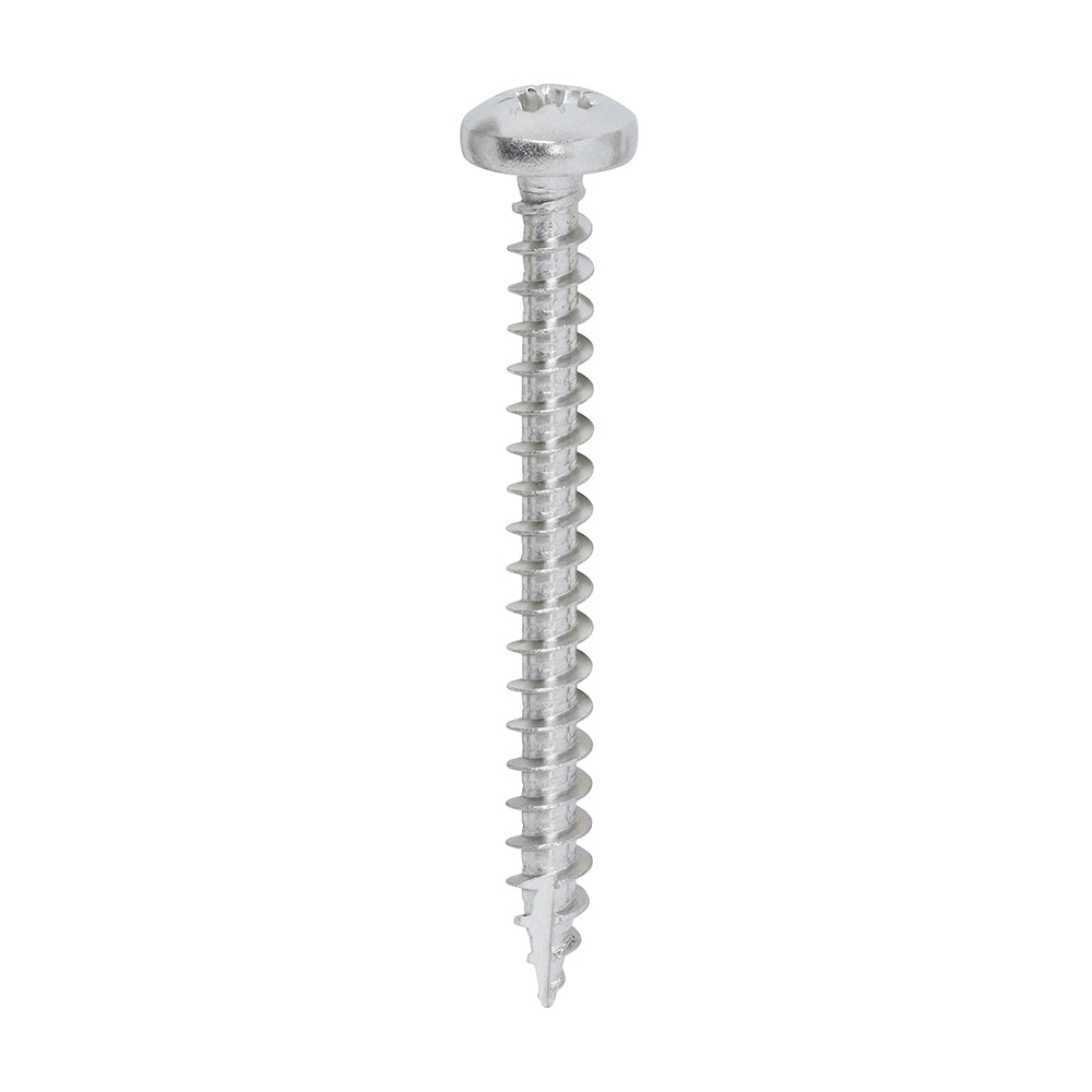 All the features and superior performance of the Classic Multi-Purpose Screw. Manufactured from A2 Stainless Steel. Ideal where ultimate corrosion resistance is required when fixing to softwoods, hardwood (pre-drilled), chipboard, MDF and plastic. Stainless steel must be used where there is corrosive environment and/or the base material has inherent corrosive characteristics e.g. Green Oak.