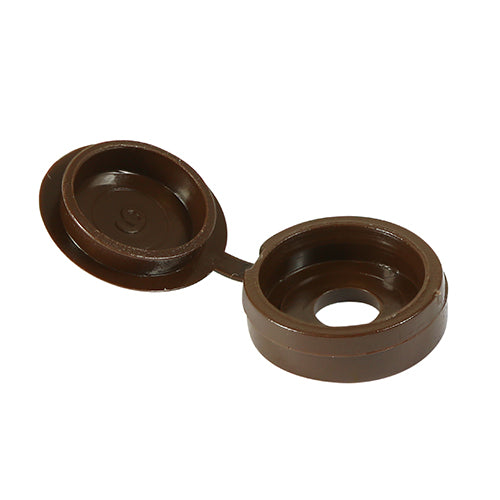 For cosmetic use to conceal screws. Hinged to aid cap retention during and after installation.