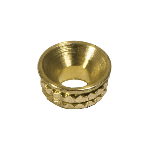 Solid brass screw cups for a highly professional and flush finish. Commonly used with brass countersunk screws for decorative finish or for panels where frequent removal and replacement may be required. Drill hole Ã˜ size provided is a guide only and may vary in woods with varying hardness. We recommend cups are covered before gently tapping into place to avoid damage to both brass and timber.