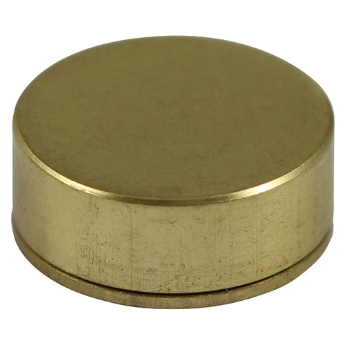 Two piece solid brass screw caps for aesthetic covering of countersunk screw heads. Used when installing mirrors, glass panels, acrylic poster holders and signs.