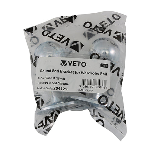 Acts as an end support for tube to be suspended within a wardrobe or other shopfitting applications as well as creating towel rails. Fixings included.