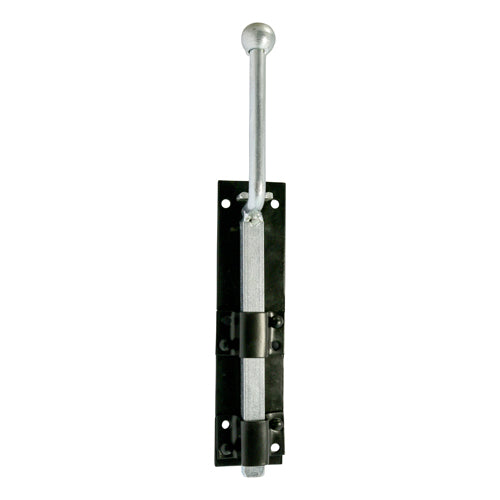 Monkey tail bolts are ideal for securing the top and / or bottom of gates and doors. They feature an extended length handle for ease of operation and remain closed under tension. Supplied with a flat plate keep and staple keep for fitting in either flush frame mounting, recess frame mounting or floor mounting applications. Fixings not included. 