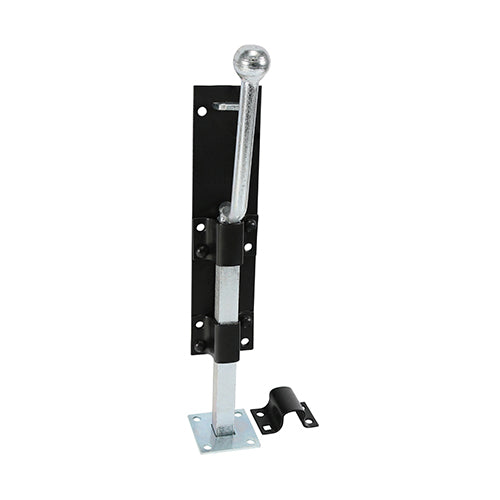 Monkey tail bolts are ideal for securing the top and / or bottom of gates and doors. They feature an extended length handle for ease of operation and remain closed under tension. Supplied with a flat plate keep and staple keep for fitting in either flush frame mounting, recess frame mounting or floor mounting applications. Fixings not included. 
