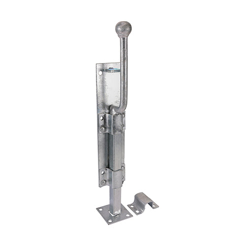 Monkey tail bolts are ideal for securing the top and / or bottom of gates and doors. They feature an extended length handle for ease of operation and remain closed under tension. Supplied with a flat plate keep and staple keep for fitting in either flush frame mounting, recess frame mounting or floor mounting applications. Fixings not included. 